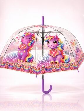 Unicorn Clear Dome Umbrella, Semi-Automatic. 8 Fiberglass Ribs. 23'
